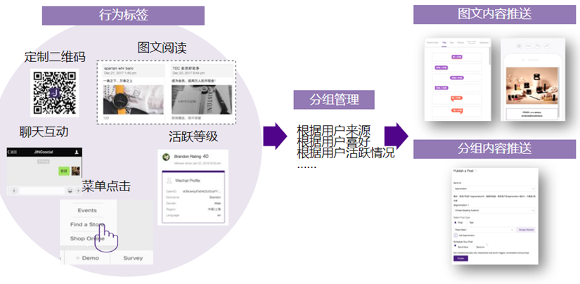 图：标签搭配内容分组推送，事半功倍